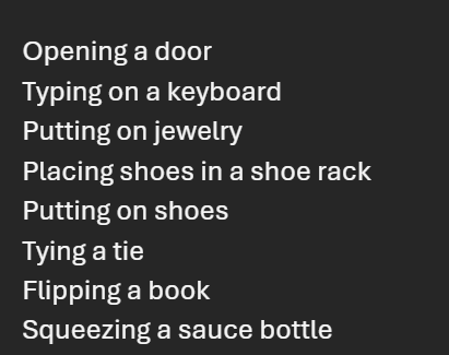 First part of list of interactions